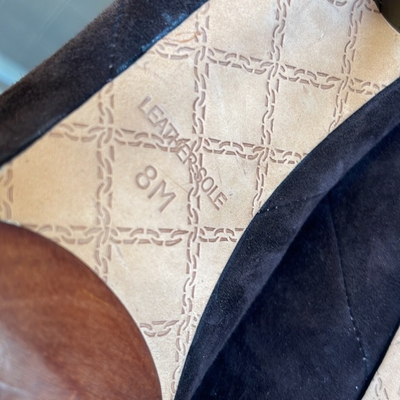 L.A.M.B. Dark Brown Suede and Leather High Stiletto Heel Platform Booties, 8 - Picture 10 of 13